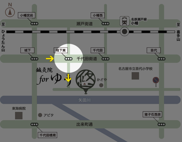 地図上での「城下東」の交差点
