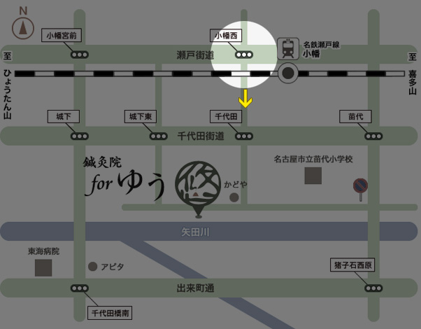地図上での小幡西の交差点